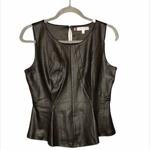 Jennifer Lopez Faux Leather Peplum Sleeveless Top Size M